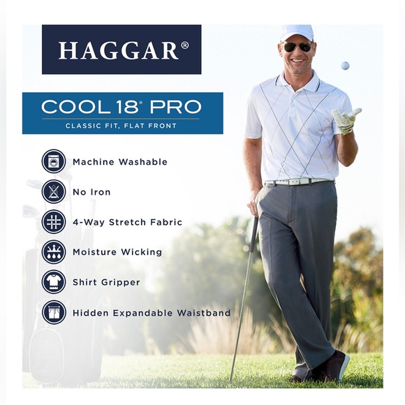 NEW Men's Haggar Cool 18 Pro Classic Fit Flat Front Stretch Dress Pants - Picture 4 of 7